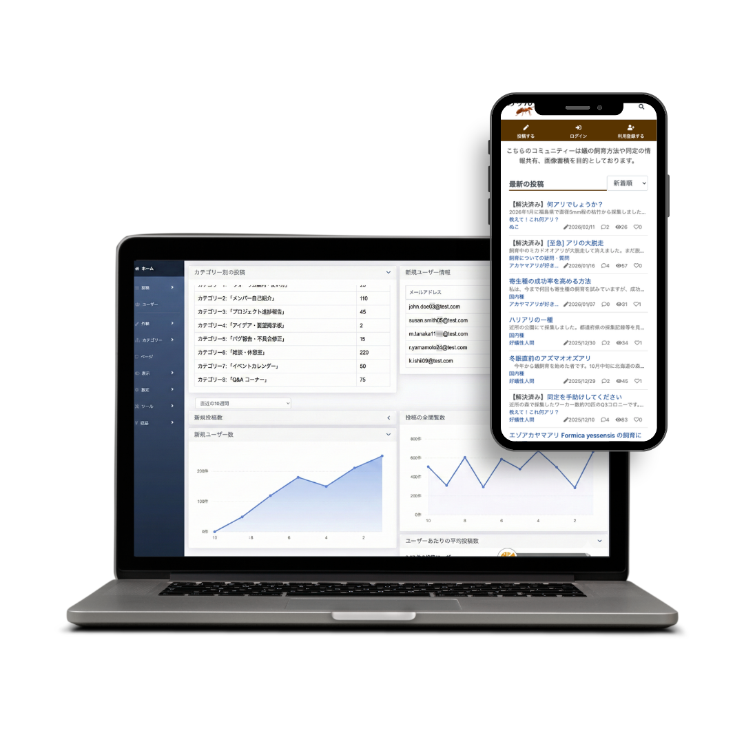 SHARE infoのダッシュボードとスマホ画面